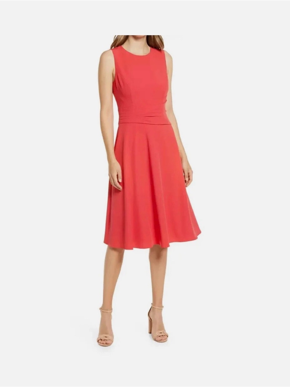 Eliza J Coral Sleeveless Midi Dress